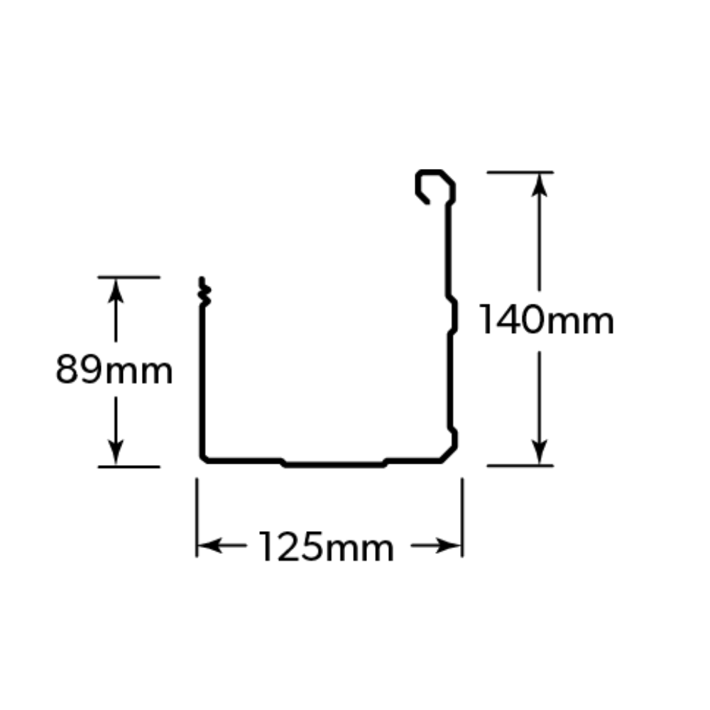 Emline Gutter 125mm Wide 0.42 Zincalume - Qld Only