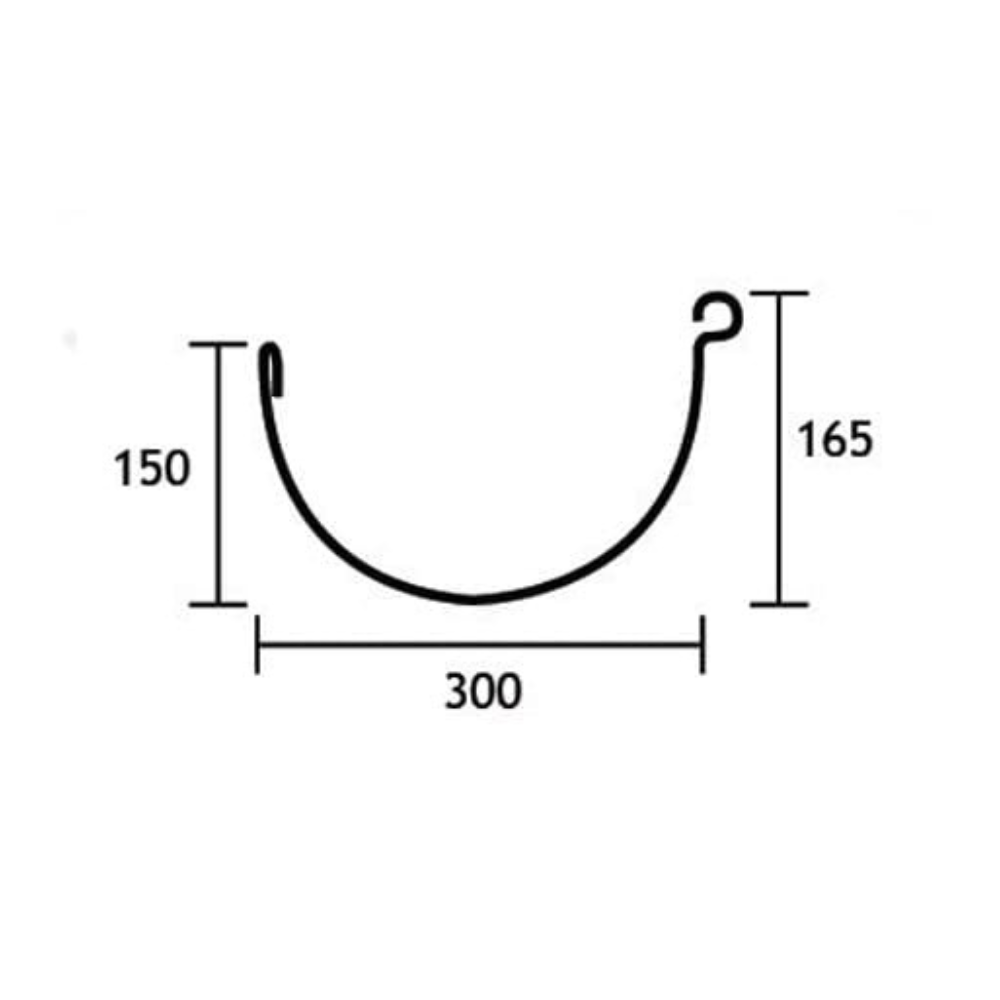 Half Round Gutter 150mm Wide 0.42 Unpainted